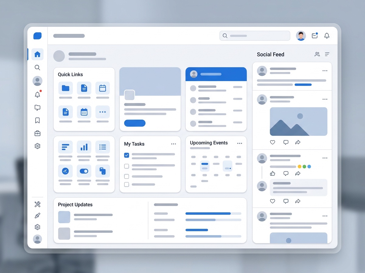 Modern Intranet Platform Dashboard Mockup